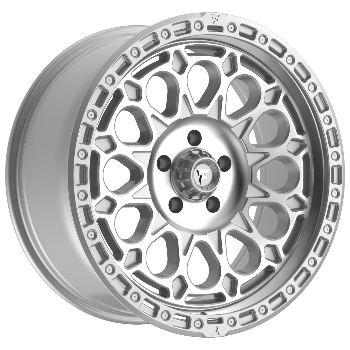 FITTIPALDI OFF ROAD FT101MS 20X9, ET +00, PCD 5X5.00, CB 71.5-GLOSS SILVER WITH MACHINED FACE AND UNDERCUT