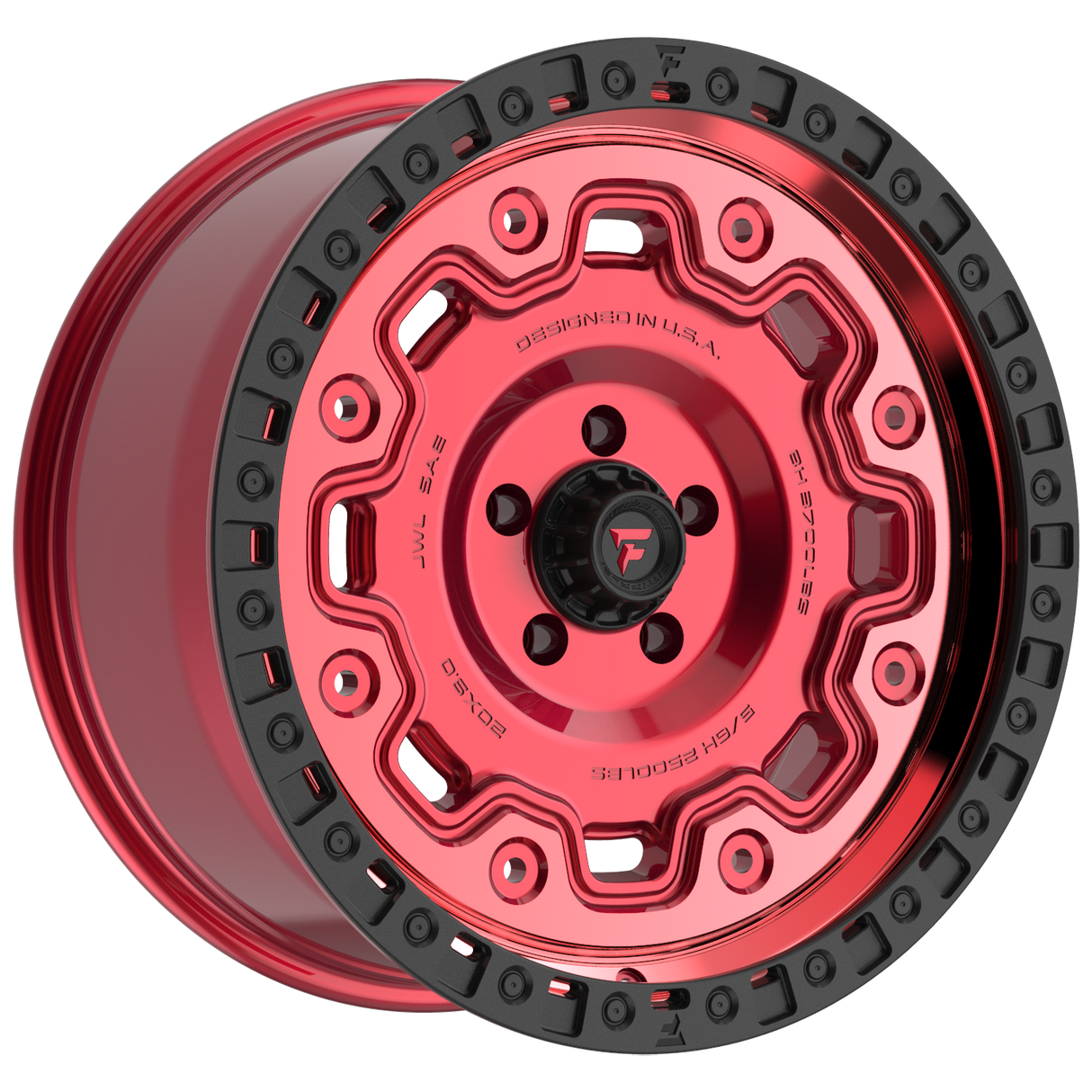 FITTIPALDI OFF ROAD FT100RTB 20X9, ET +00, PCD 5X5.00, CB 71.5-MACHINED WITH GLOSS RED TINT AND SATIN BLACK RING