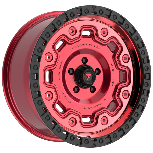 FITTIPALDI OFF ROAD FT100RTB 20X9, ET +00, PCD 5X5.00, CB 71.5-MACHINED WITH GLOSS RED TINT AND SATIN BLACK RING