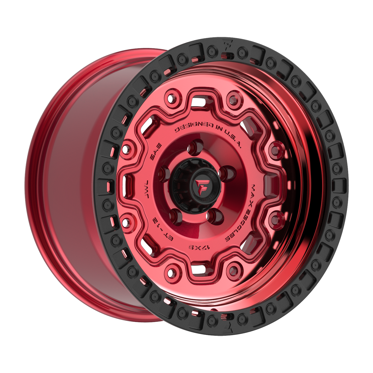 FITTIPALDI FT100RTB 17X9, PCD 5X5.00, ET-12, CB 71.5-MACHINED W/ GLOSS RED TINT  & SATIN BLACK RING