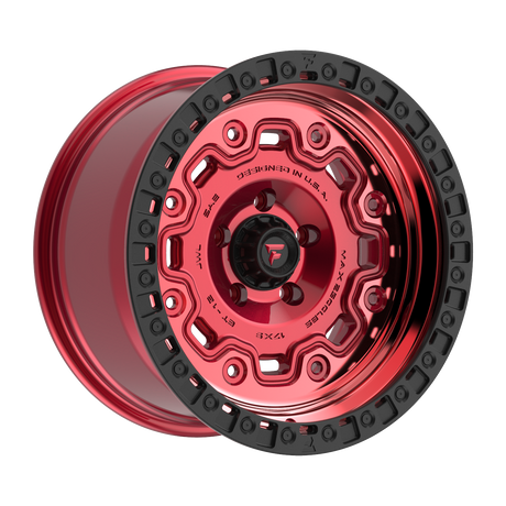 FITTIPALDI FT100RTB 17X9, PCD 5X5.00, ET-12, CB 71.5-MACHINED W/ GLOSS RED TINT  & SATIN BLACK RING