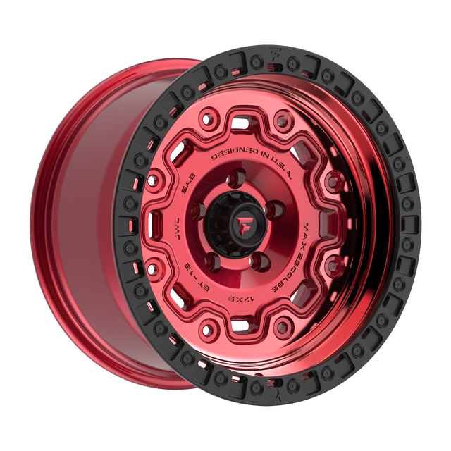 FITTIPALDI FT100RTB 17X9, PCD 5X5.00, ET-12, CB 71.5-MACHINED W/ GLOSS RED TINT  & SATIN BLACK RING