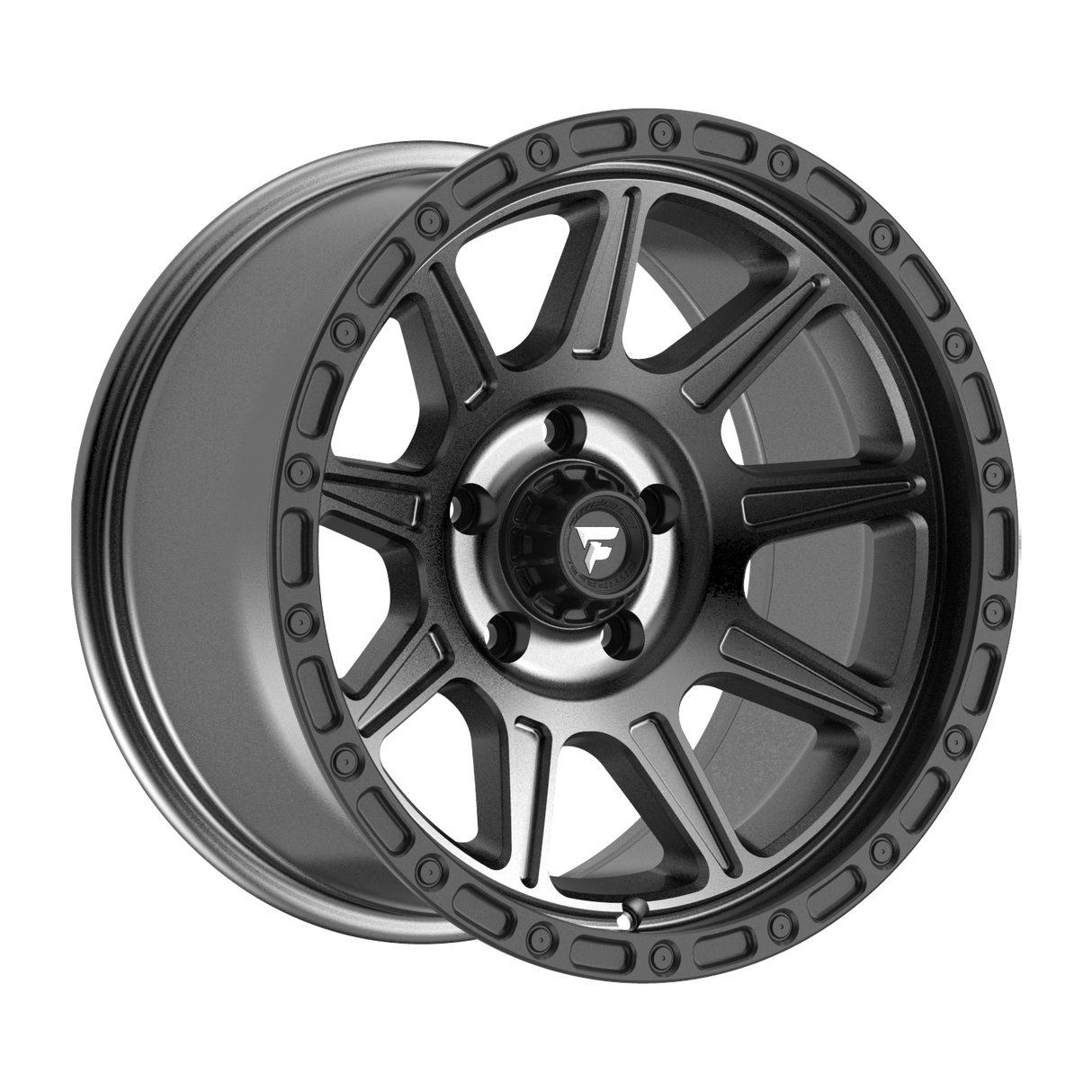 FITTIPALDI OFF ROAD FT104AB 17X9, ET -12, PCD 5X5.00, CB 71.5-SATIN ANTHRACITE WITH SATIN BLACK LIP