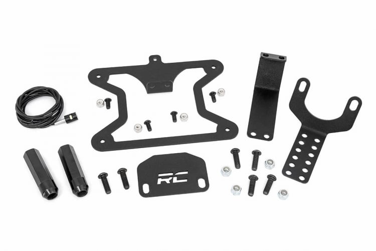 rough country license plate relocation bracket for jeep wrangler