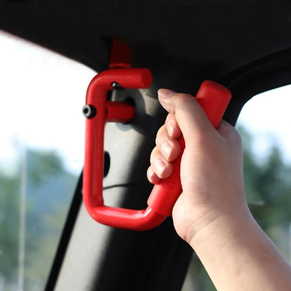 Trail Ops Red Front and Rear Steel Entry Handles JK/JKU Jeep Wrangler