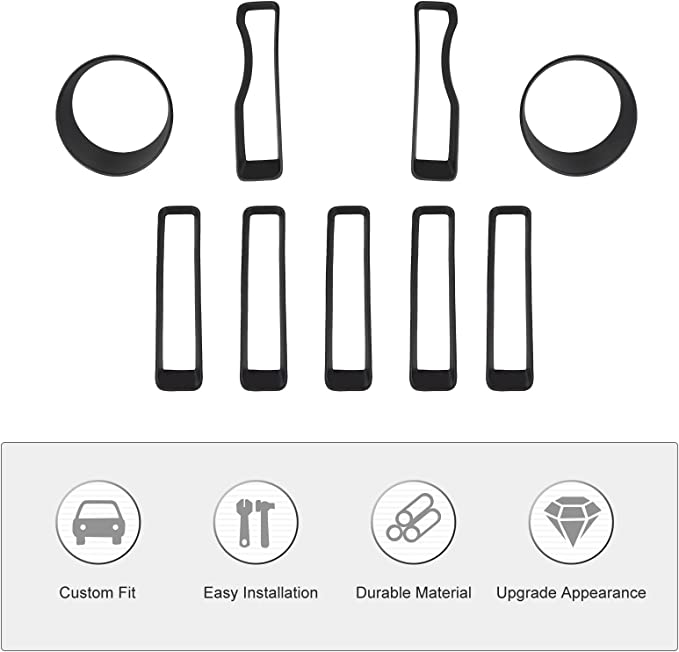 Trail Ops Black Grill Insert with Headlight Ring JJL22-Black