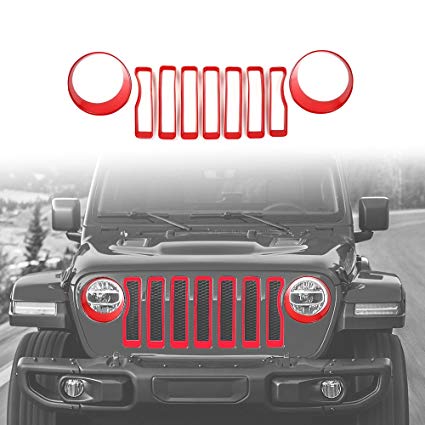 Trail Ops Red Grill Insert with Headlight Ring JJL22-Red