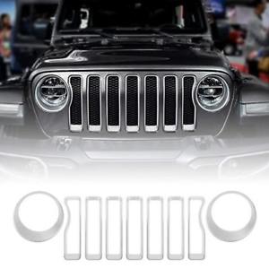 Trail Ops Silver Grill Inserts and Headlight Ring JJL22-Silver