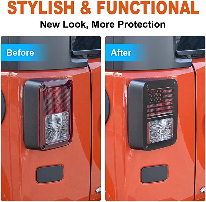 Trail Ops US Flag Tail Light Guard TO-JK-5054