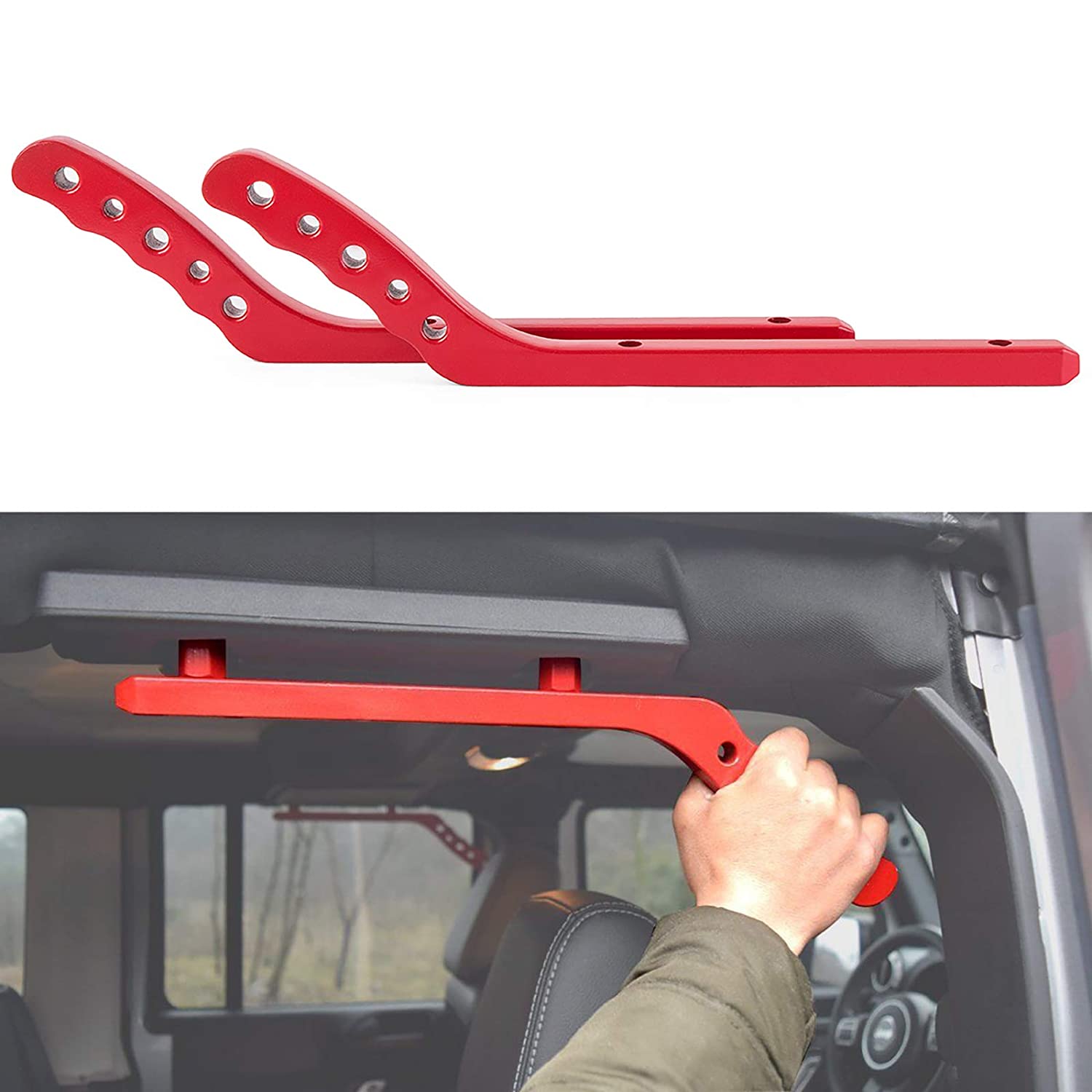 Trail Ops Red Steel Entry Handles TO-JK-7093