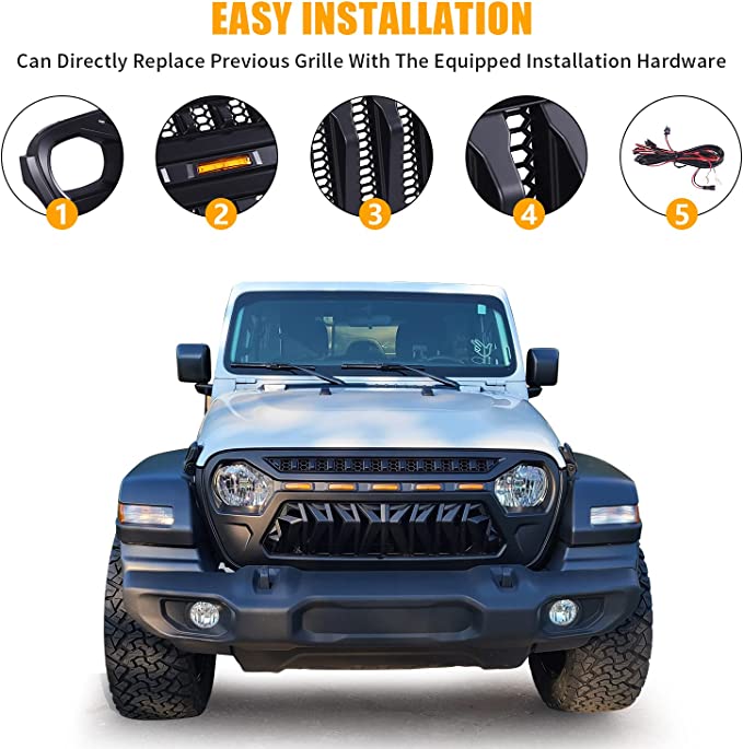 Trail Ops Grill W- LED Lights TO-JL-1009