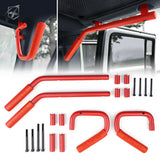 Trail Ops Red Front and Rear Steel Entry Handles JK/JKU Jeep Wrangler